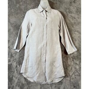 Vikolino Linen Shirt Dress Womens Medium Gray Pockets European Washed Lagenlook
